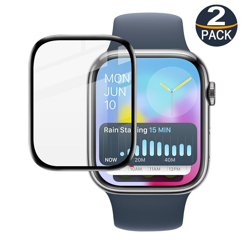 Lot de 2 protecteurs d'écran incurvés en verre trempé à couverture complète pour Apple Watch Series 10 Lot de 2 protecteurs d'écran incurvés en verre trempé à couverture complète pour Apple Watch Series 10